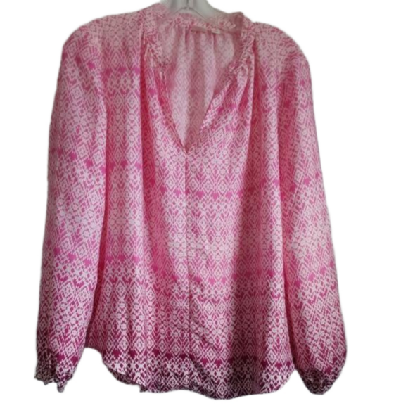Gap Pink Ombre Aztec Blouse Small - Picture 1 of 10